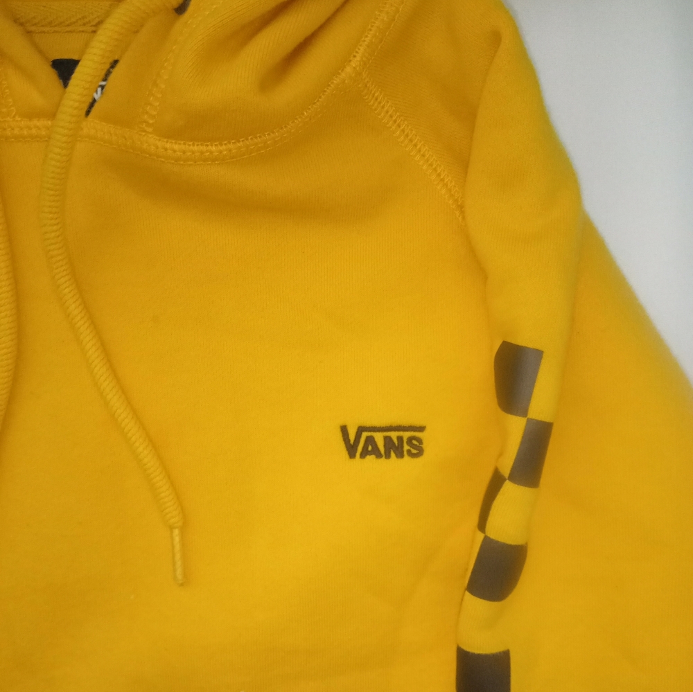 Vans Hoodie Mens Large Yellow Versa Skater Checkerboard Grunge Sweatshirt